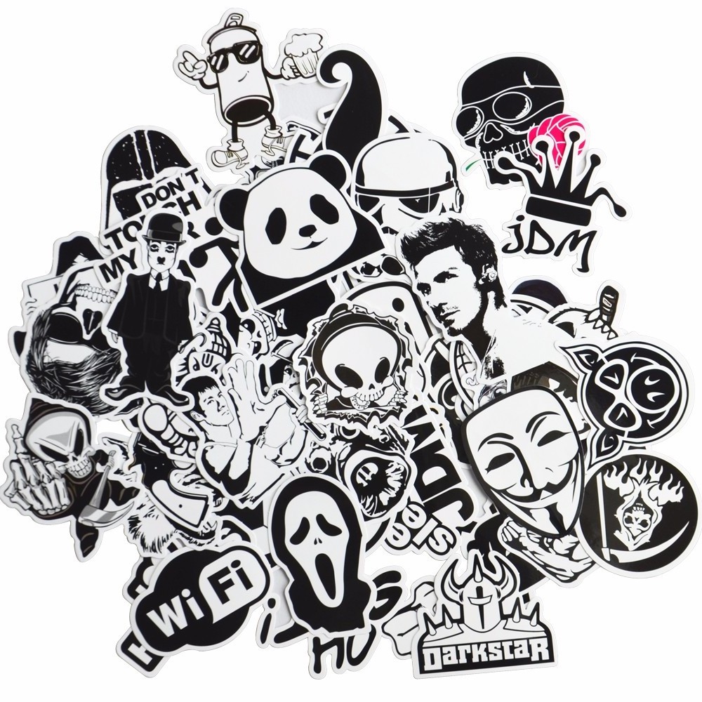 custom Funny Black and White Car Sticker Cool Motorcycle Skateboard Laptop Bumper Sticker Bomb Styling JDM Vinyl Decals