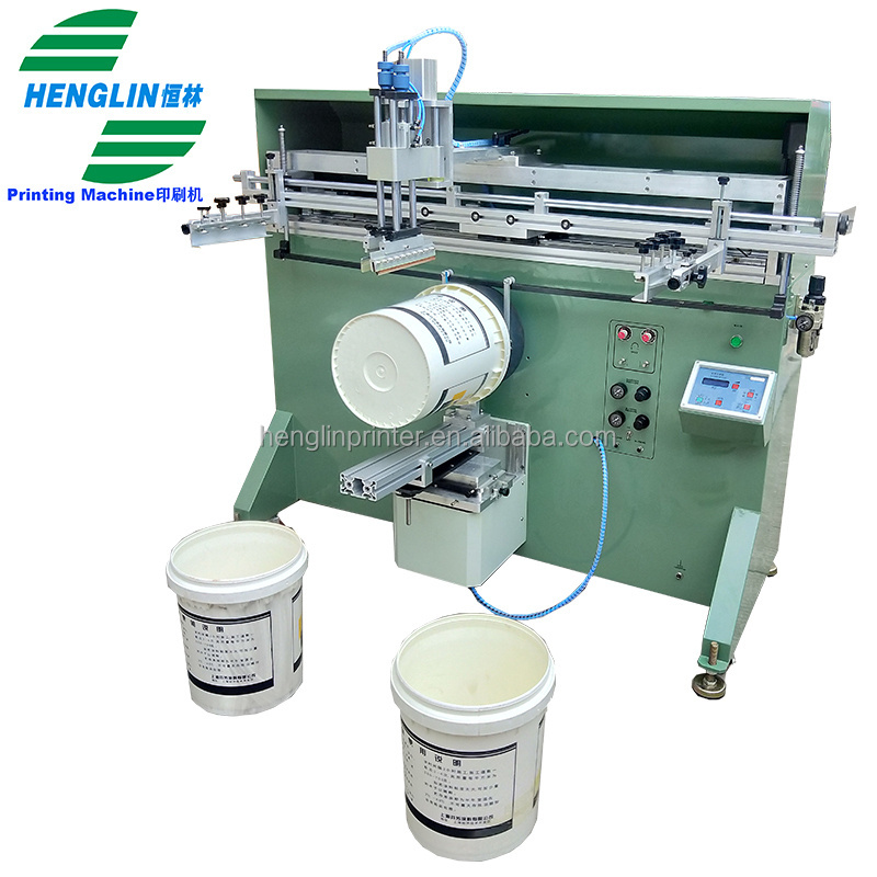 HT-1200 Plastic HDPE PP Bucket crates cans Emulsion Pain Barrel Semi Automatic Screen Printing Machine For Sale