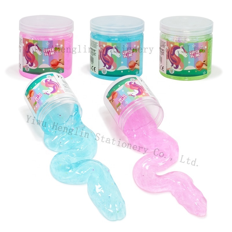 New arrival colorful soft jelly glitter galaxy charm moon star accessories transparent slime making kit for kids play slime toy