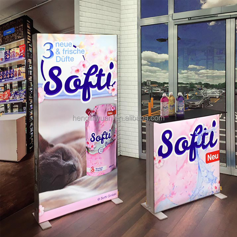 SEG lightbox display wall Expo Seg Light Box Double Side Aluminum Profile Frame Graphic Advertising Light Box With Footbase