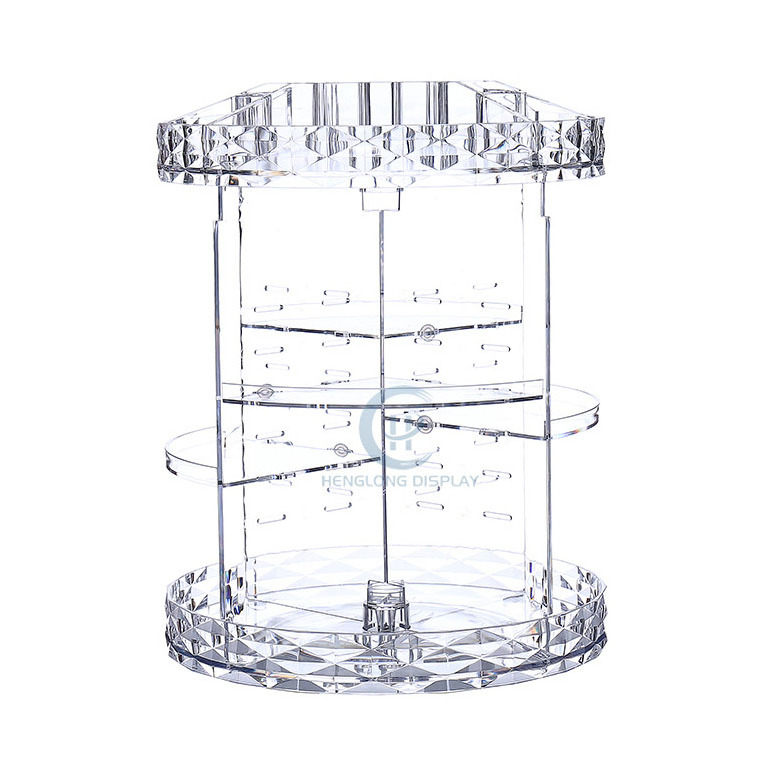 Customized Counter-top Rotating Clear Acrylic Makeup Cosmetic Display Stand