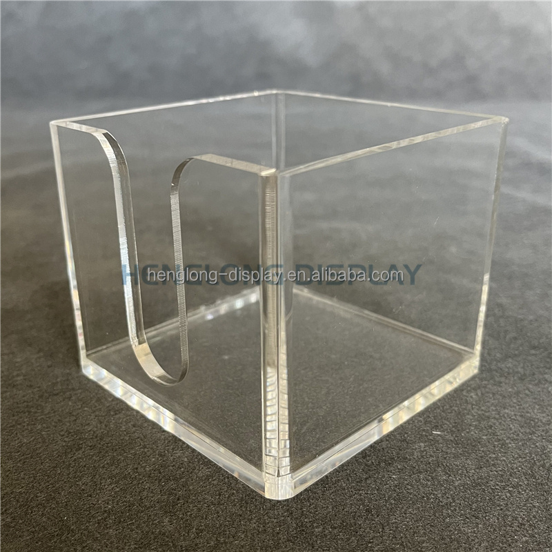 Clear acrylic table sticky notepad holder acrylic desktop memo paper pad holder for office