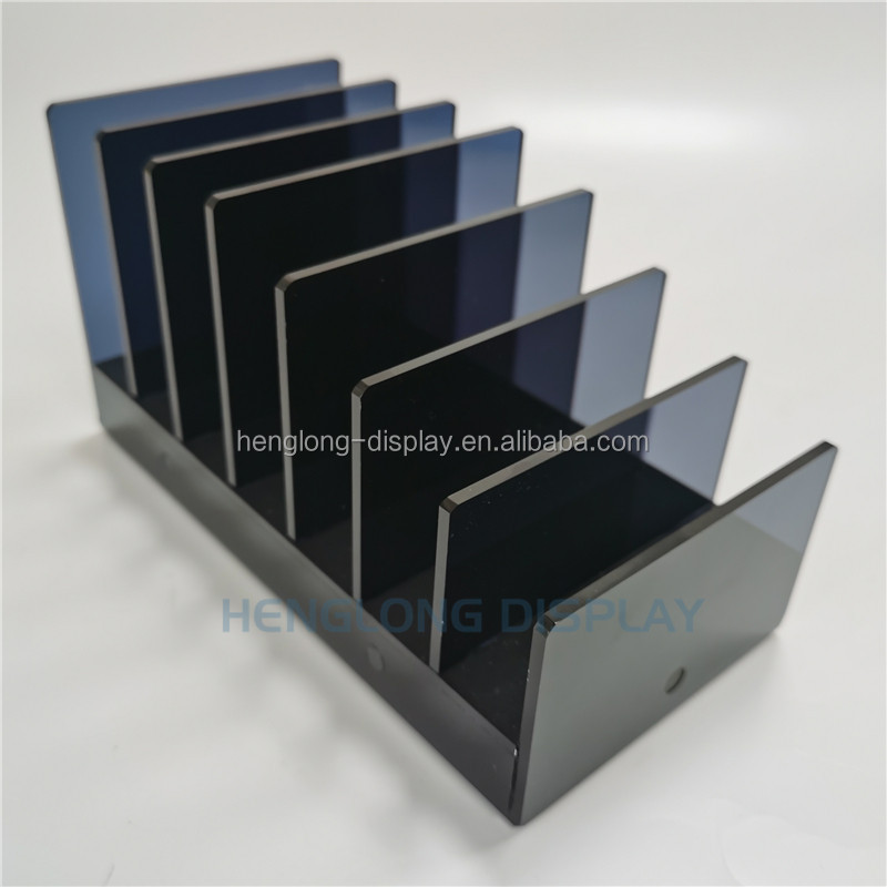 Desk Acrylic Trapezoidal Display Tinted Black Acrylic Multi-layer Purse Wallet Display Rack