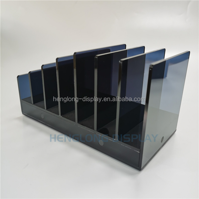 Desk Acrylic Trapezoidal Display Tinted Black Acrylic Multi-layer Purse Wallet Display Rack