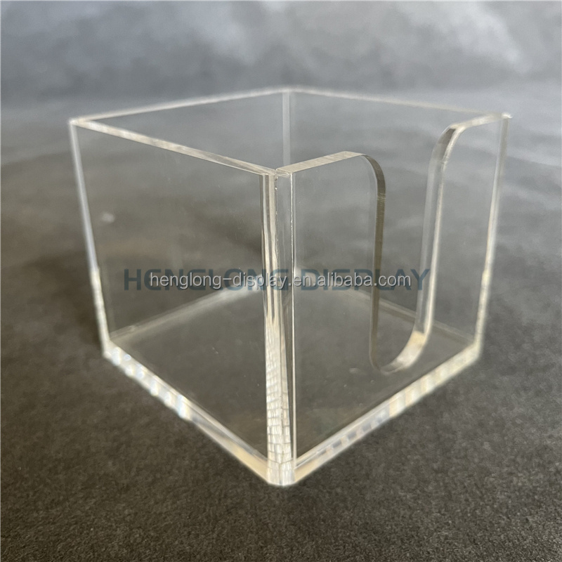 Clear acrylic table sticky notepad holder acrylic desktop memo paper pad holder for office