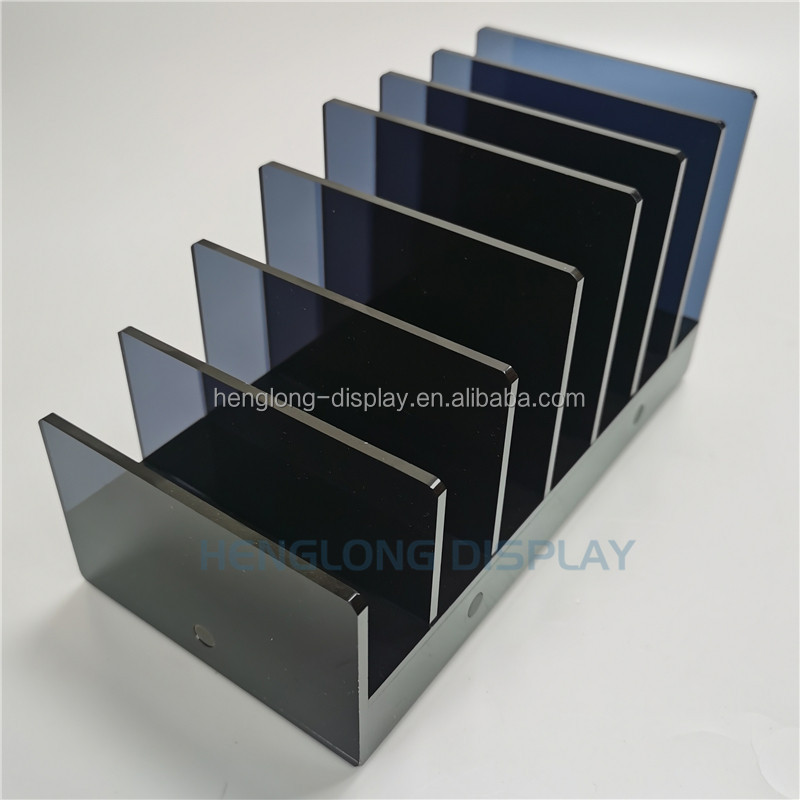 Desk Acrylic Trapezoidal Display Tinted Black Acrylic Multi-layer Purse Wallet Display Rack