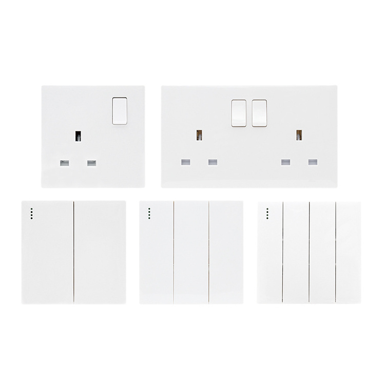 Good quality factory wholesale wall socket switch PC plastic fireproof UK standard 16A switch home light control switch