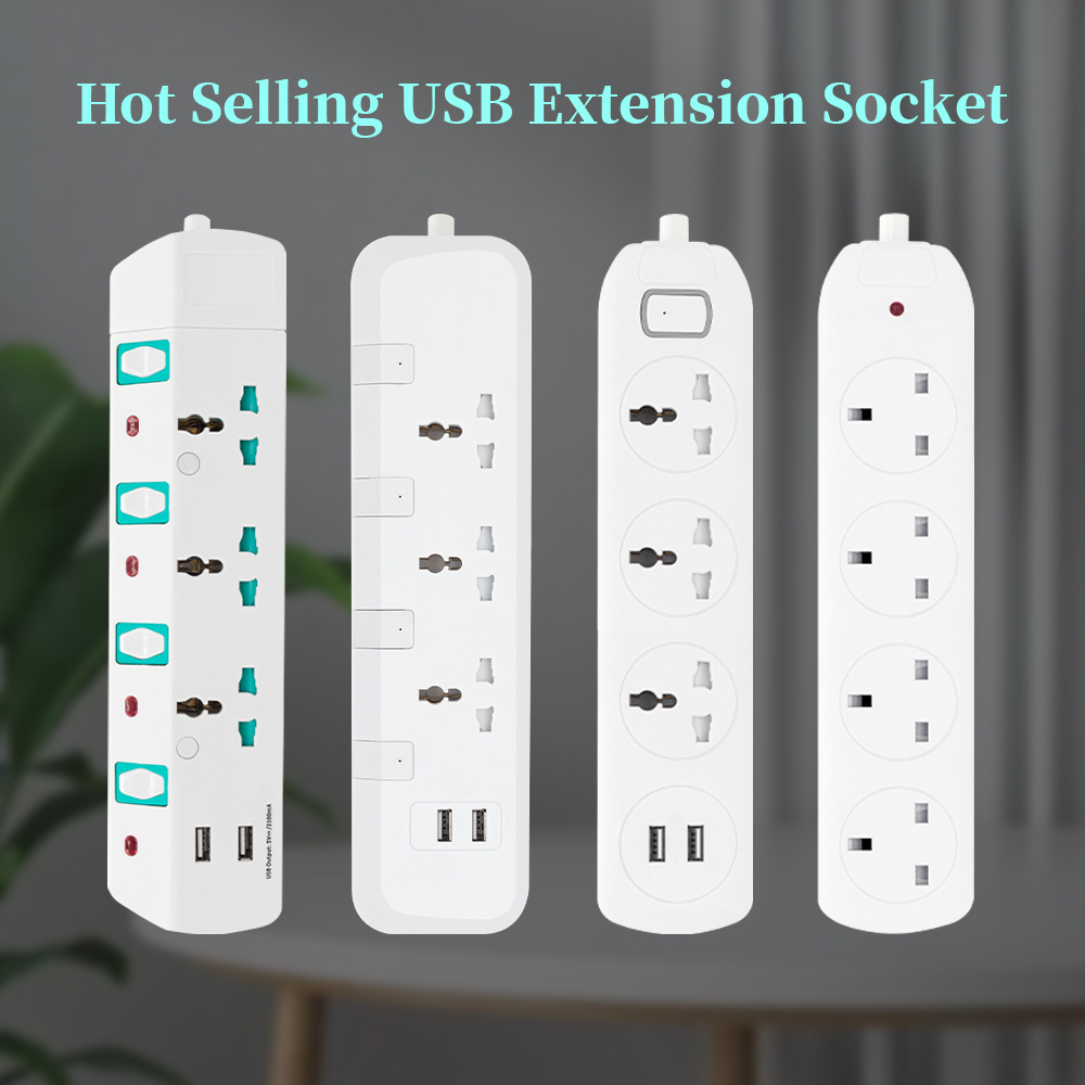 4 Gang Outlet With Ground in Cambodia Plug Universal Extension Socket Wire and Plug