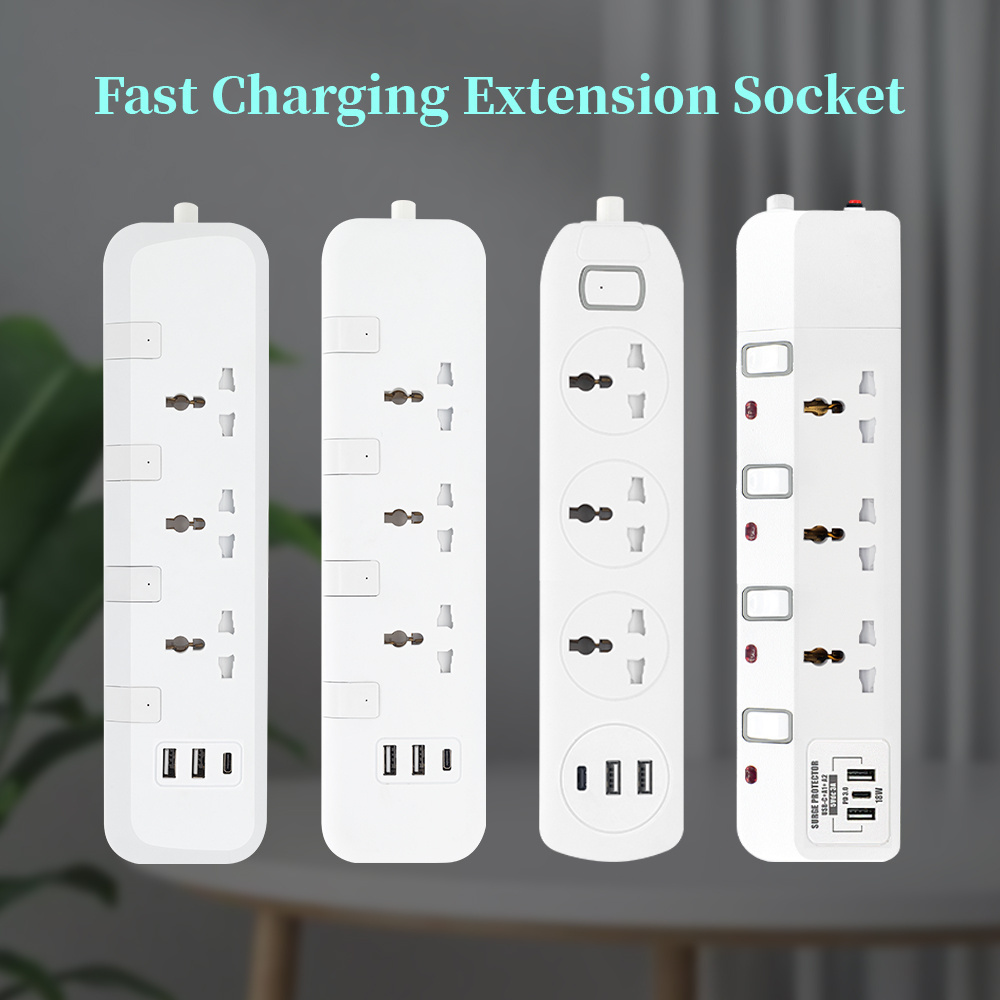 UAE Dubai 3M 5M Cable 4 Way 4 Gang ESMA Electric Flat Multi Plug Universal Power Extension Socket UK Plug