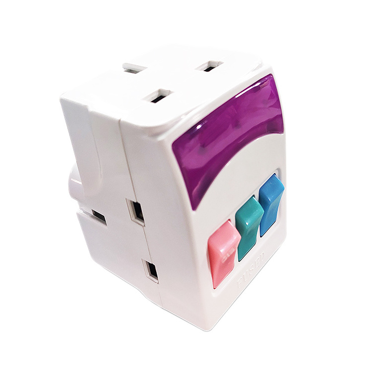 BS GCC SIRIM Safety Mark 3Pin UK Plug Adapter with individual switches