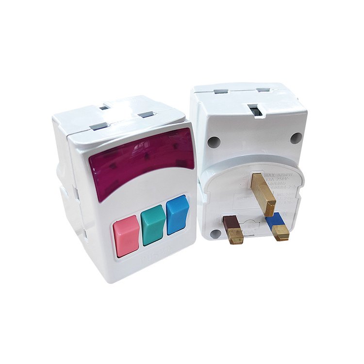 BS GCC SIRIM Safety Mark 3Pin UK Plug Adapter with individual switches