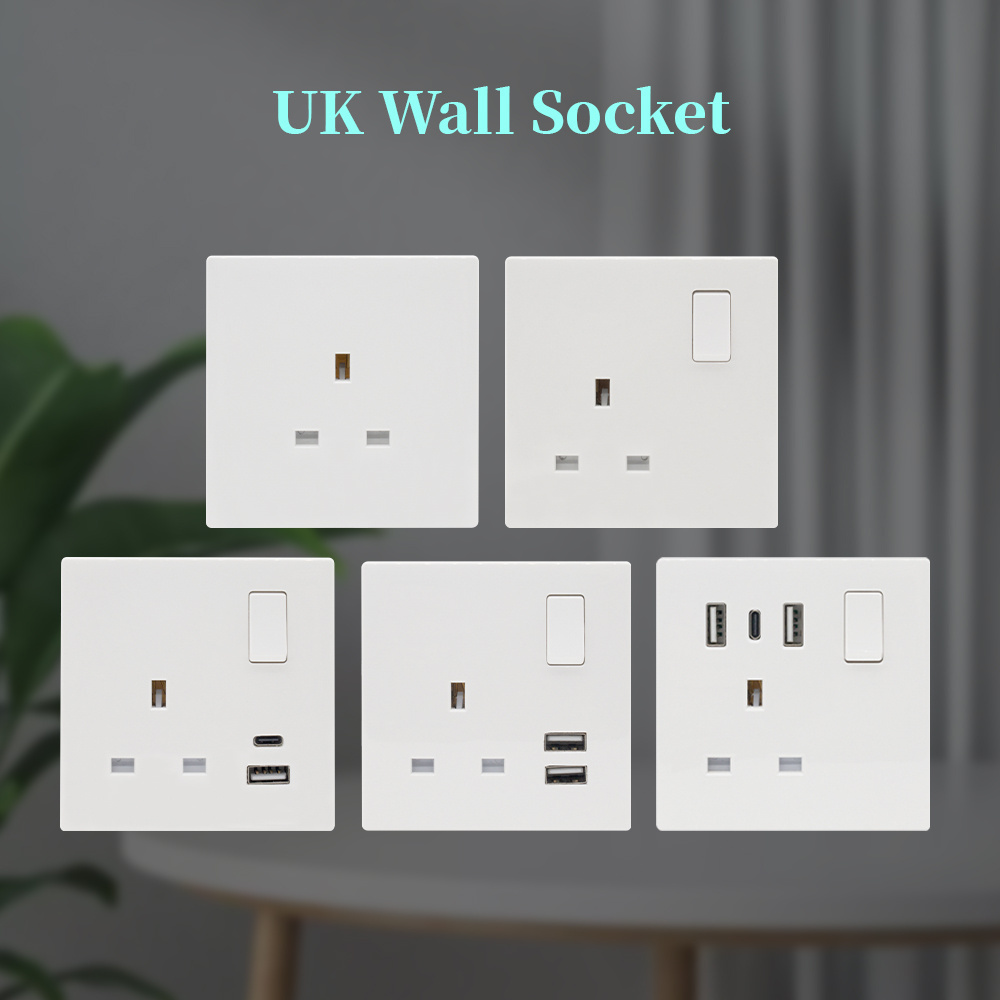 Good quality factory wholesale wall socket switch PC plastic fireproof UK standard 16A switch home light control switch