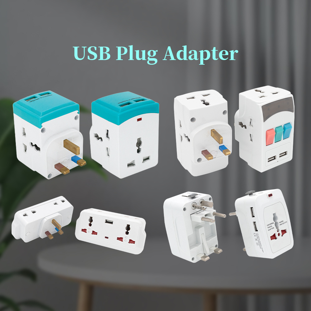 T504M UAE Dubai T shaped Electrical 4 Pin Universal Socket Power Multi Plug Adapter