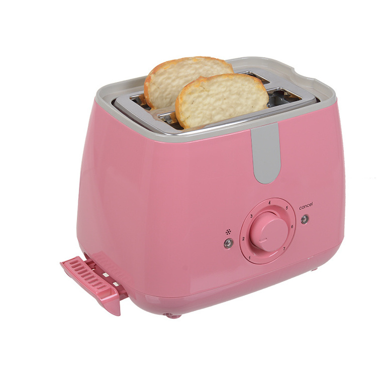 Cheap Price Convenient Non Stick Electric 2 Slicer Bread Mini Pink Toaster 220V Camping For Breakfast Lunch Dinner Home Use