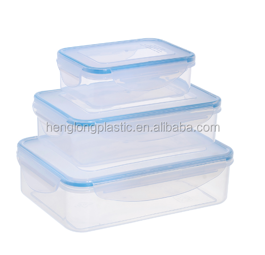 Easy clean and lock transparent microwave safe airtight plastic food boxes 3 pcs set