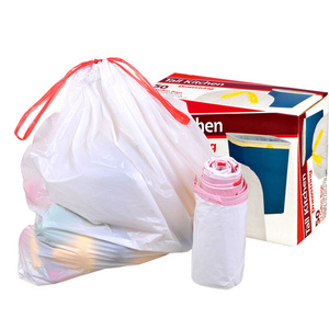 tall kitchen large hdpe white plastic garbage bag dustbin liners trash packaging bags with drawstring on roll