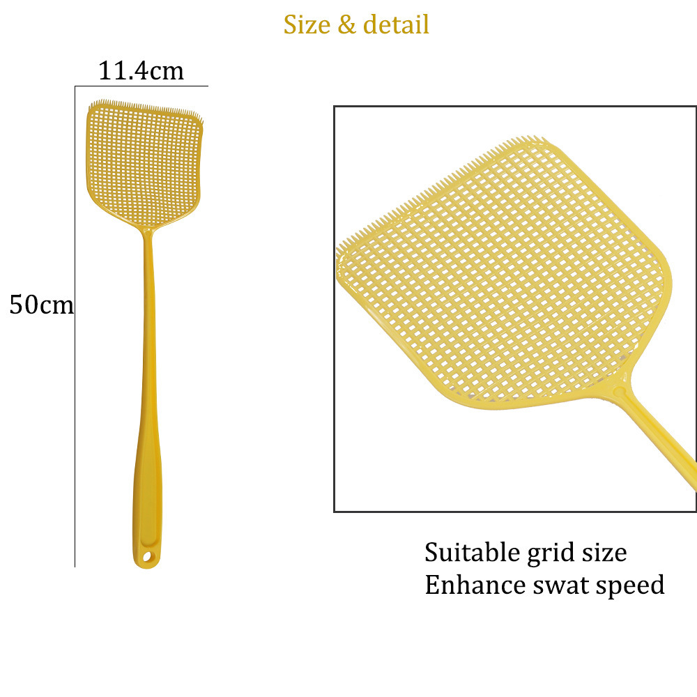 4 Pack Long Handle Plastic Heavy Duty Manual Fly Swatter Killer Flyswatter, Large Bug Swatters That Work for Indoor and Outdoor