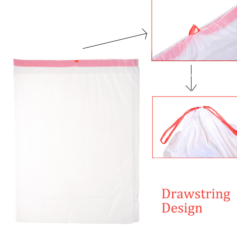 tall kitchen large hdpe white plastic garbage bag dustbin liners trash packaging bags with drawstring on roll