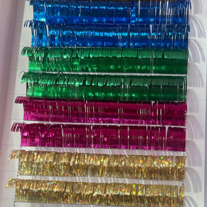 Private Label Tinsel Eyelash Extensions Pink Blue Green Color  Spike Lash Extension Tinsel Lash Tray Gold Holograph Lash