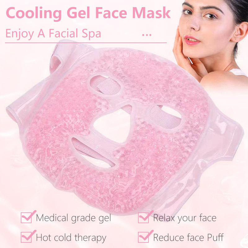 Full Freezable Gel Face Mask Hot Cold Therapy Gel Bead Warm Heating Ice Cooling Facial Mask with Cooling Gel for Sleeping