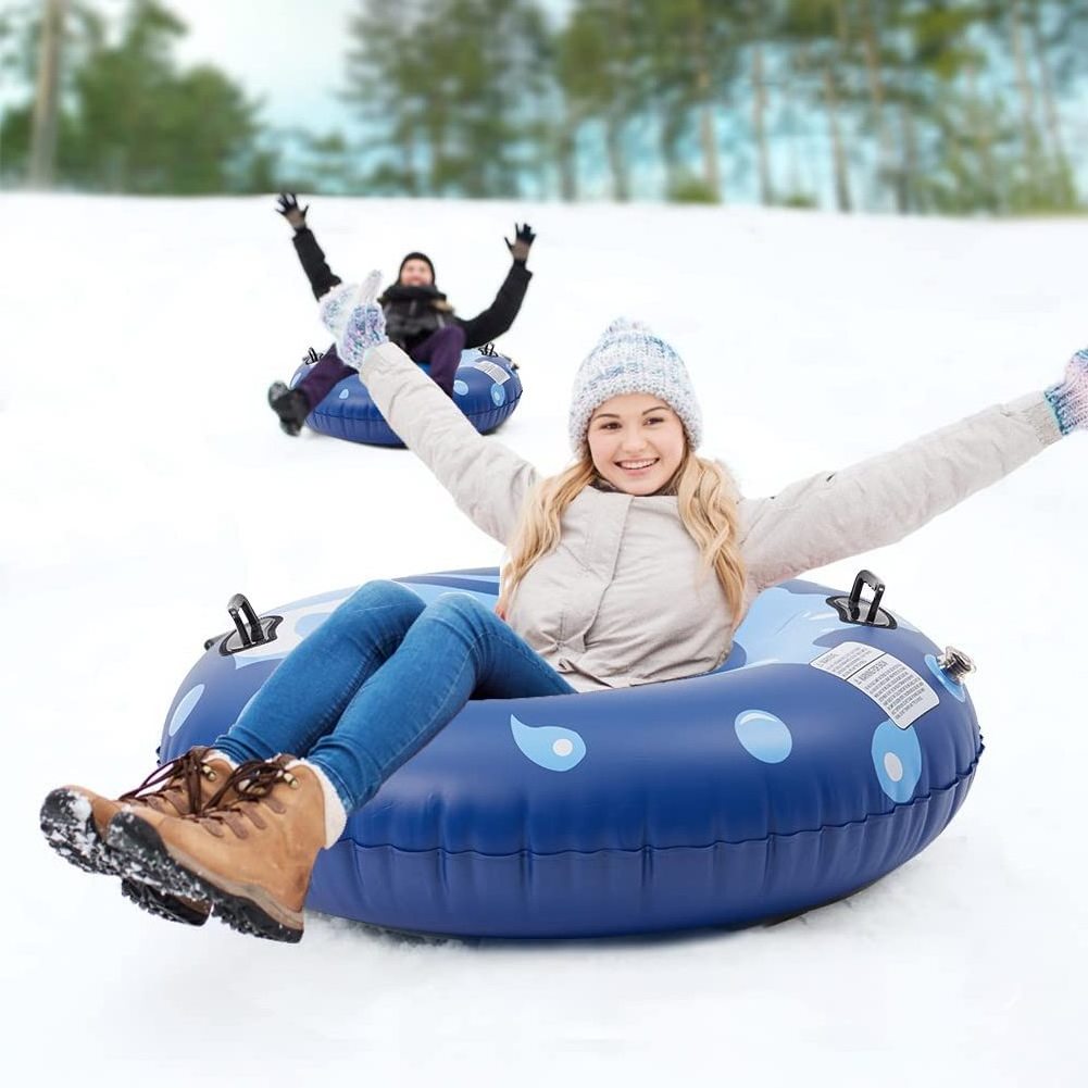 Snow Tube, Super Big 47 Inch Inflatable Snow Sled,Thickened Heavy Duty Hard Bottom Sleds for Snow with Handles