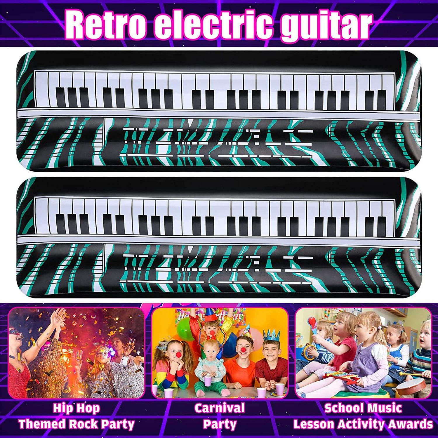 Inflatable Keyboard Piano Rock Star Toys Inflatable Party Props Electric Blow up Keyboard Piano Rock and Roll Party Decorations