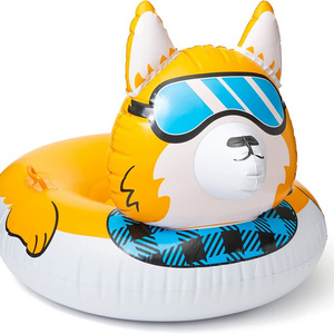 Inflatable Animal Corgi Shaped Snow Tube Winter Sports Instrument Sled for Fun