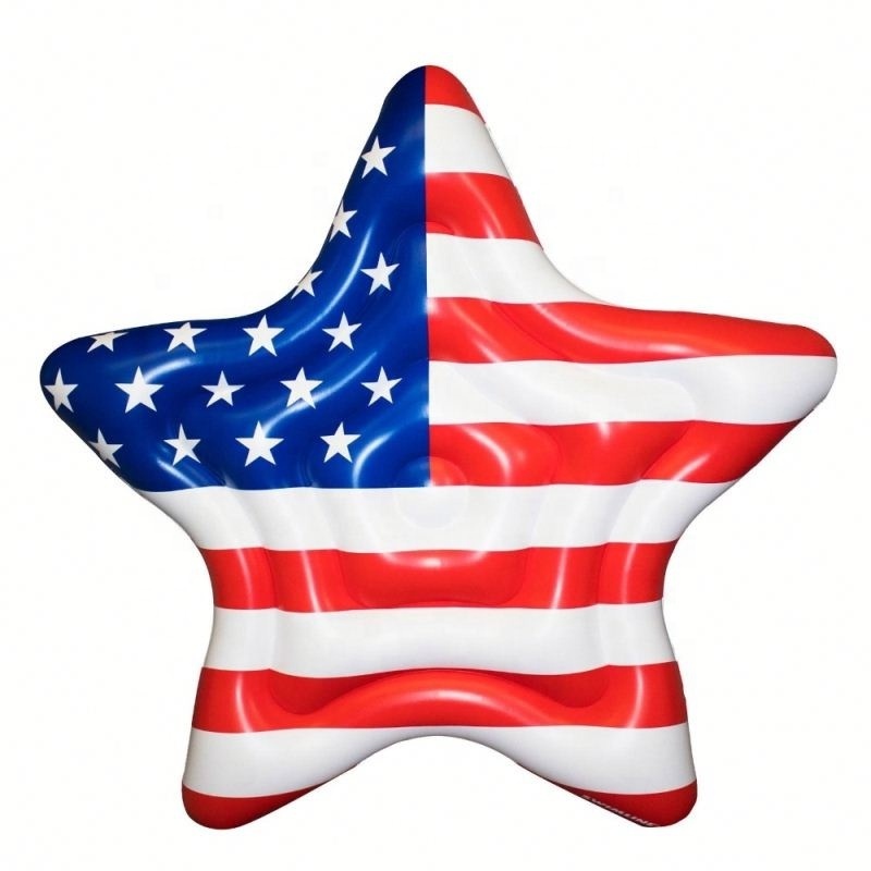 Star Shaped American Flag Water Mattress Inflatable Pool Lilo