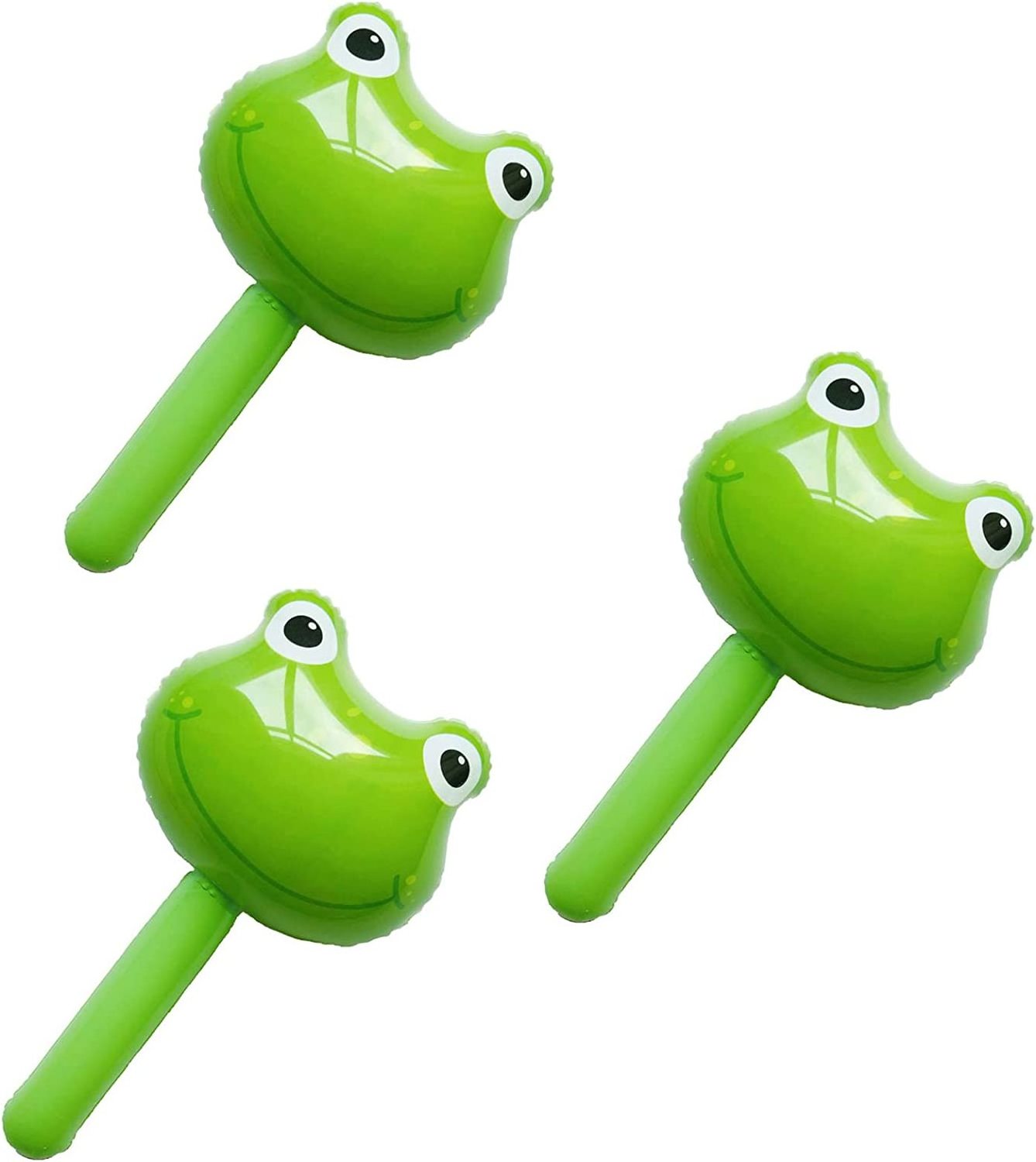 Inflatable Frog Hammer with Sound Bell Big Eye Frog Stick Balloon Funny Handle Hammer Frog for Theme Party Wedding Birthday Kids