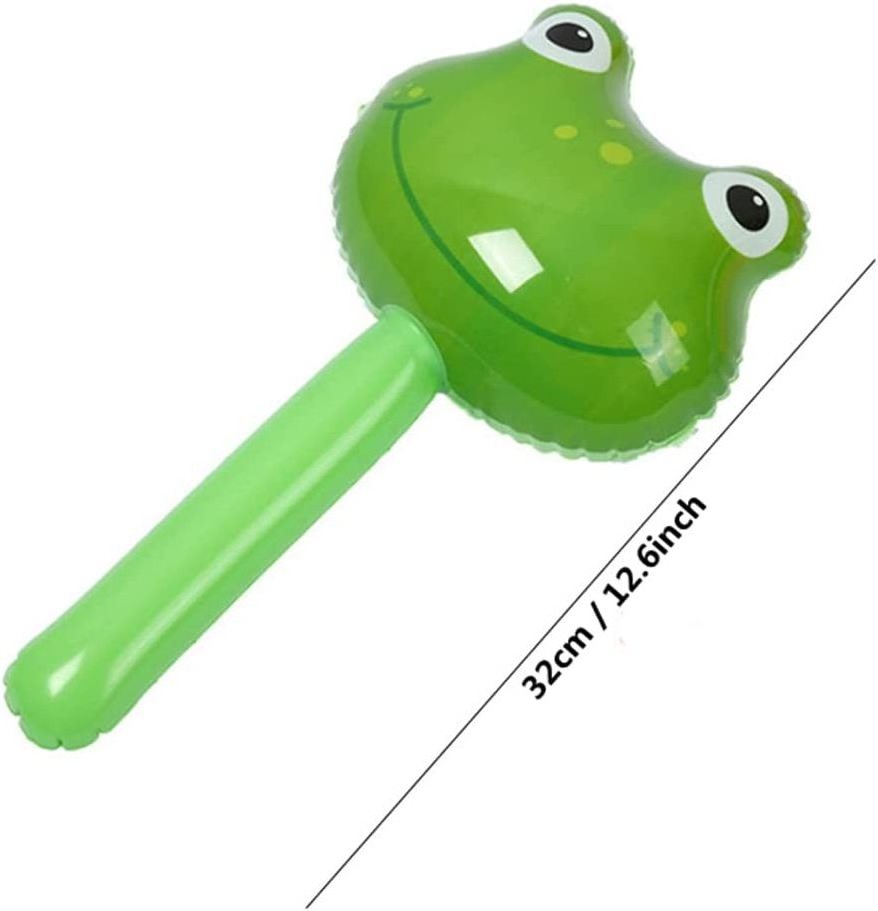 Inflatable Frog Hammer with Sound Bell Big Eye Frog Stick Balloon Funny Handle Hammer Frog for Theme Party Wedding Birthday Kids