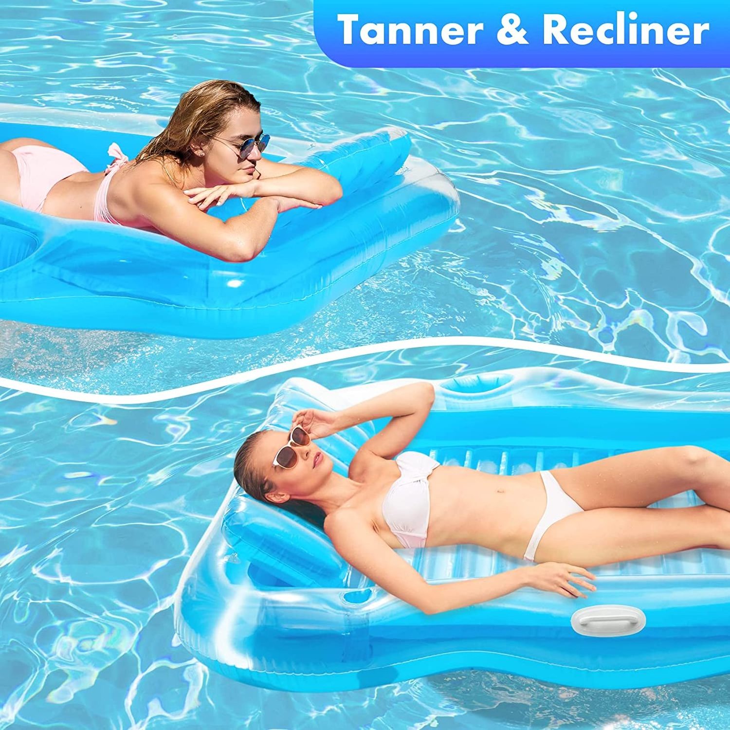 Inflatable Pool Floats with Fruit Bowl and Drink Holder Large Tanning Mattress Adults for Adult Kid Blow Up Pool Raft Suntan Tub