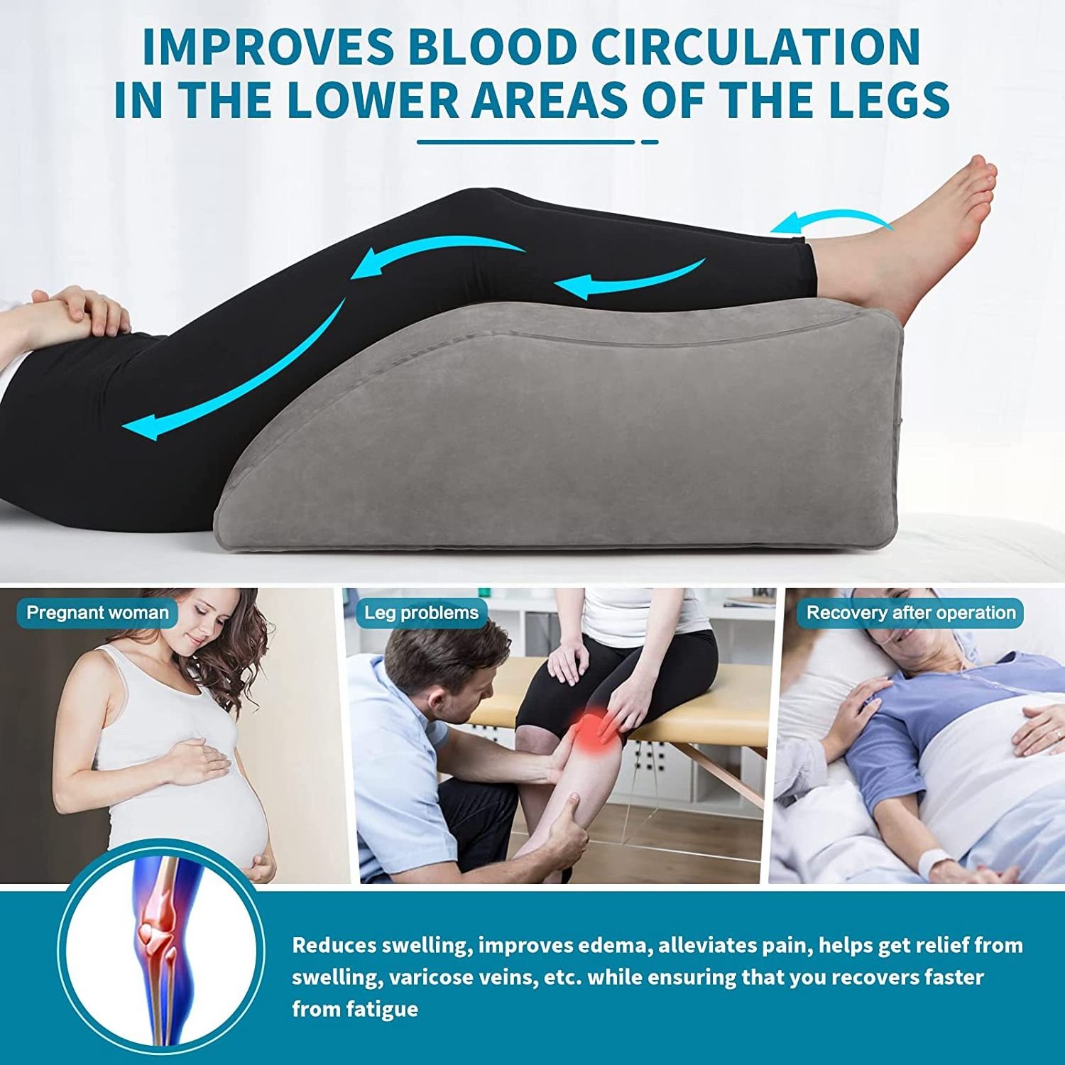 Inflatable wedge pillow for Sleeping,Inflatable Leg Elevation Pillow for Swelling,Circulation,Leg & Back Pain Relief