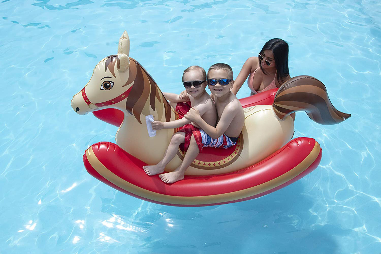 Inflatable Hobby Horse Rocker Float Swimming Pool Ride-on Animal Toy for Kids Adults