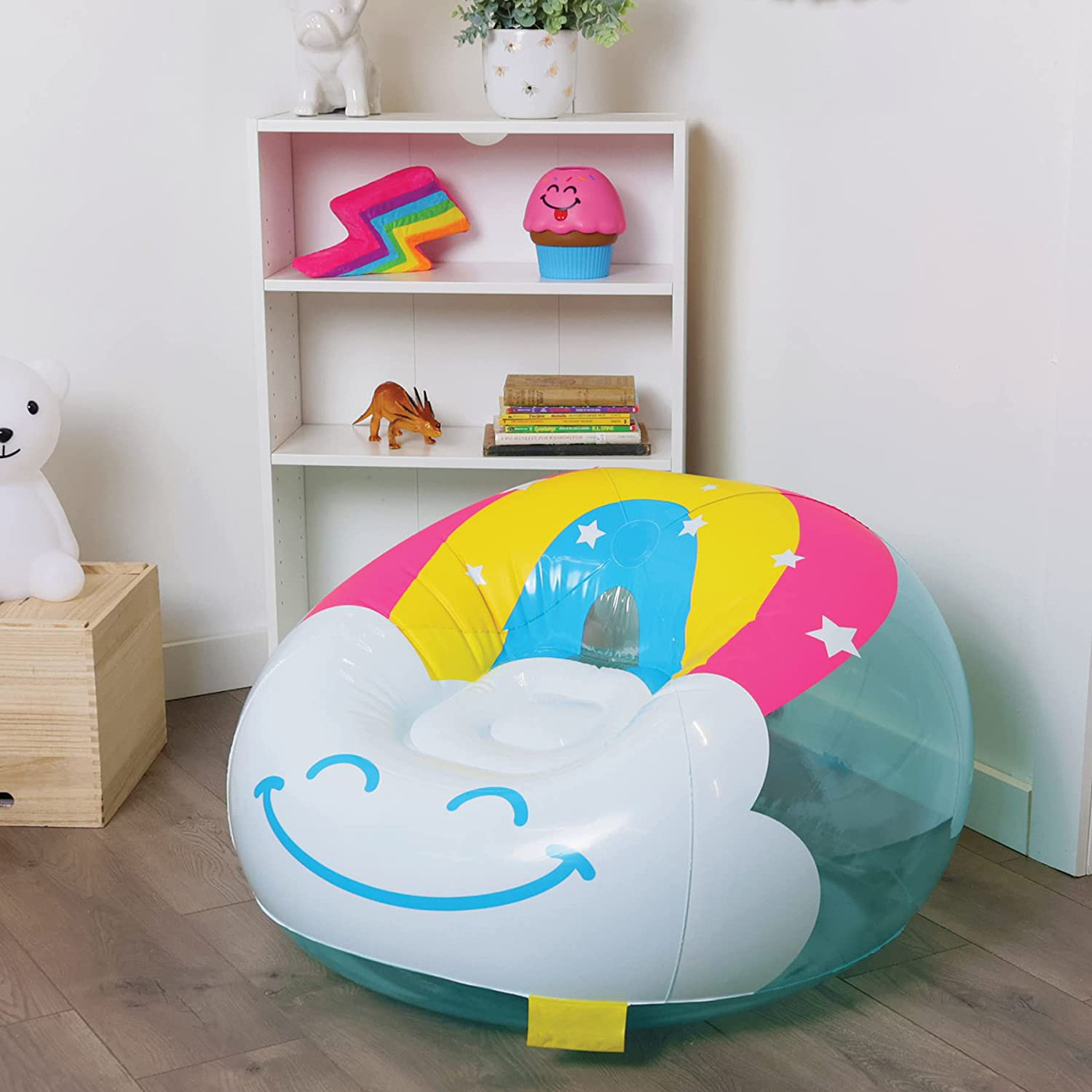 Rainbow Comfy Chair - Inflatable Chair, Furniture for Kids, rec Rooms, bedrooms, Parties