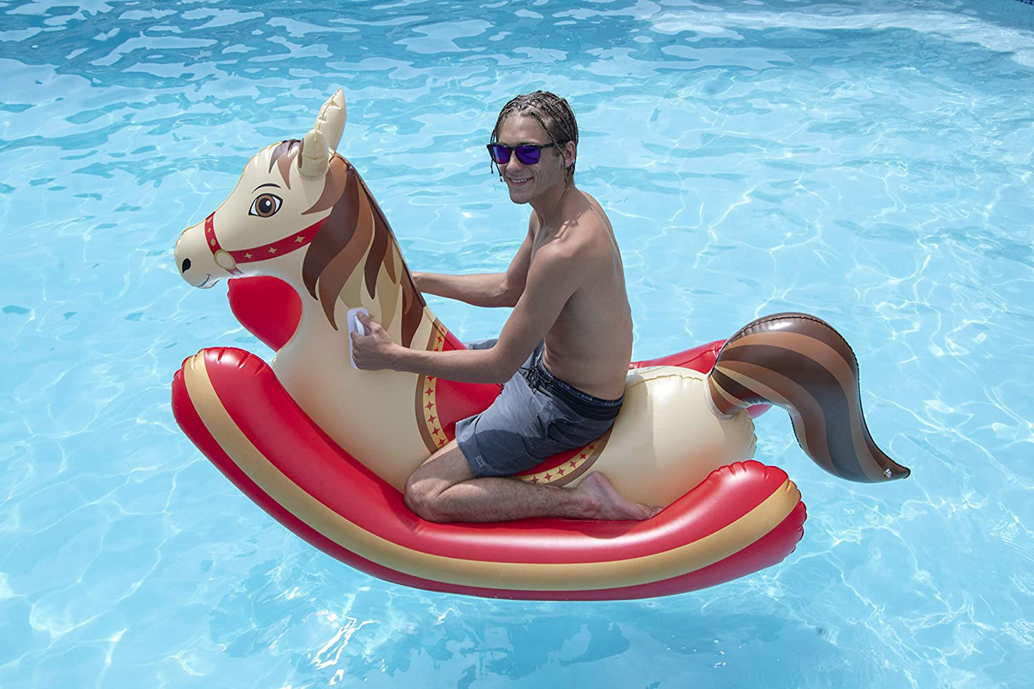 Inflatable Hobby Horse Rocker Float Swimming Pool Ride-on Animal Toy for Kids Adults