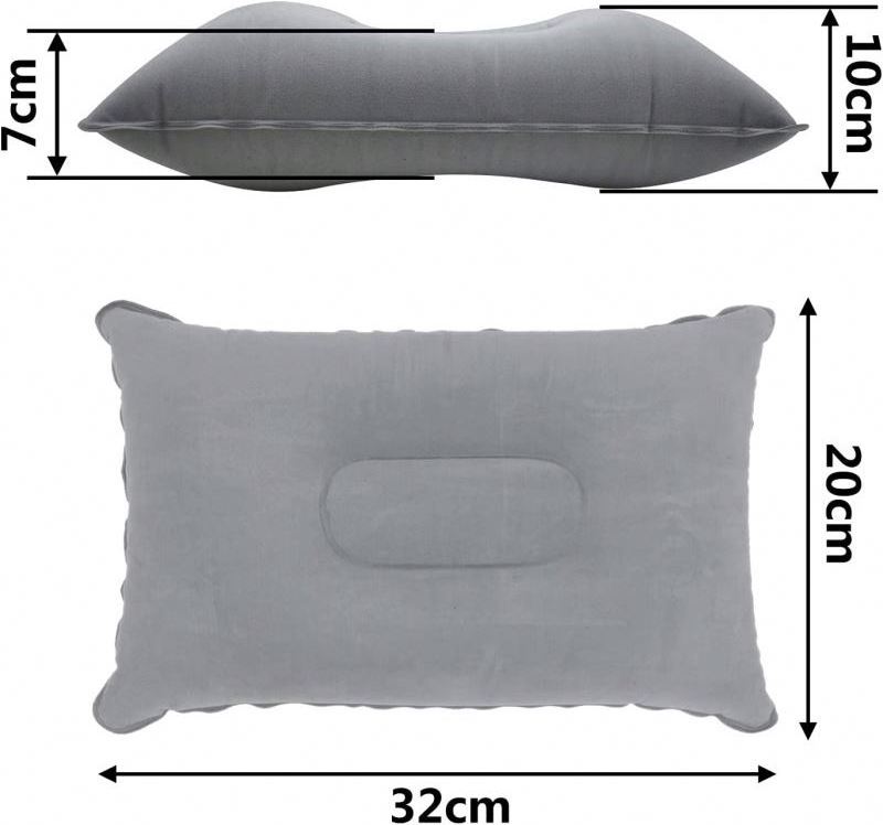 Inflatable Pillow Small Squared Flocked Fabric Air Pillow for Camping,Traveling,Hiking,Napping,Desk Rest,Neck