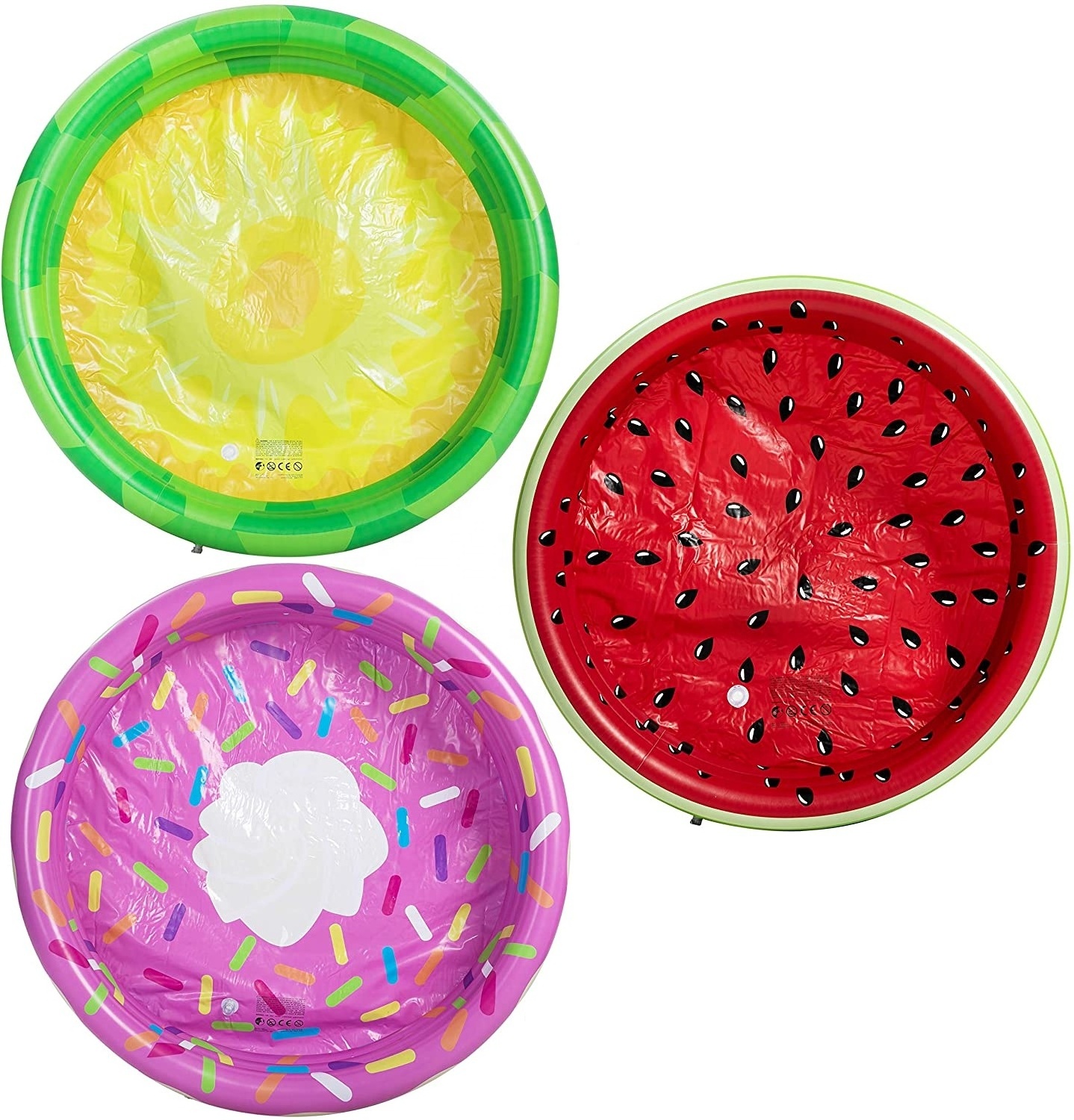 45 inch Inflatable Kiddie Pools Watermelon & Pineapple & Cupcake 3 Packs Summer Fun Swimming Pool for Kids