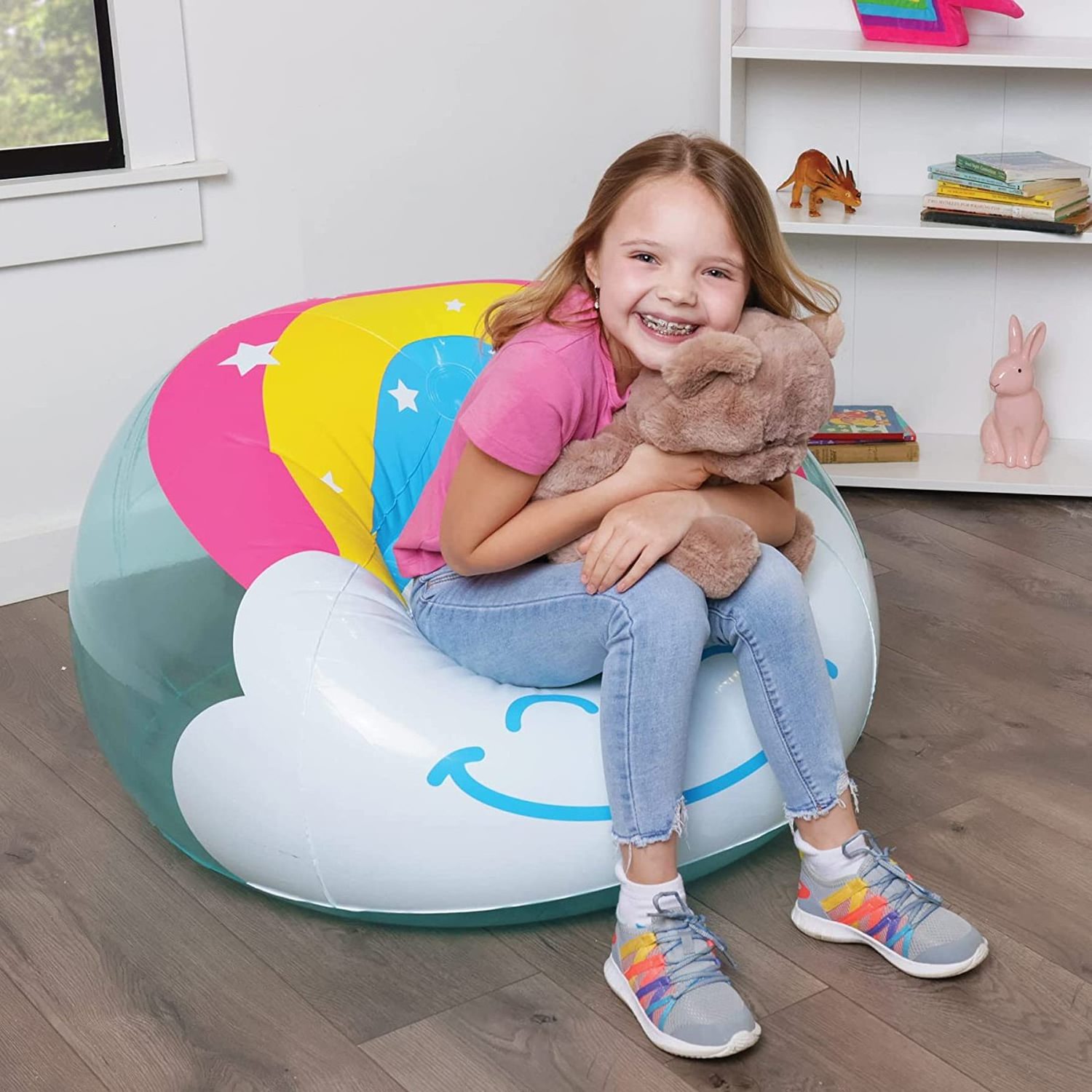 Rainbow Comfy Chair - Inflatable Chair, Furniture for Kids, rec Rooms, bedrooms, Parties