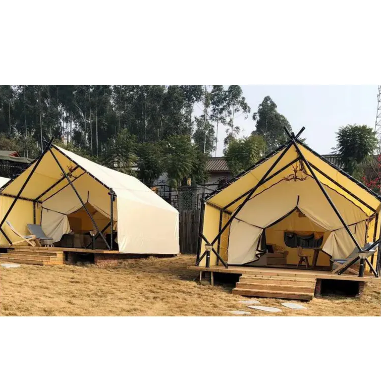 Resort Safari Tent Wind Resistant Outdoor Waterproof Oxford Canvas Luxury Hotel Desert Safari Tent