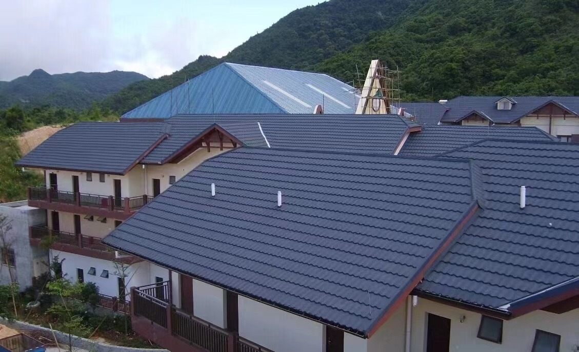 Building roofing materials New Zealand technology lightweight insulated colorful stone coated metal roof tiles