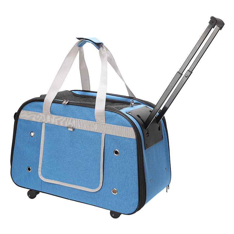 OEM Wholesale Detachable Large Size Airline Approved Breathable Portable Cat Travel Trolley Pet Dog Carrier on Wheels