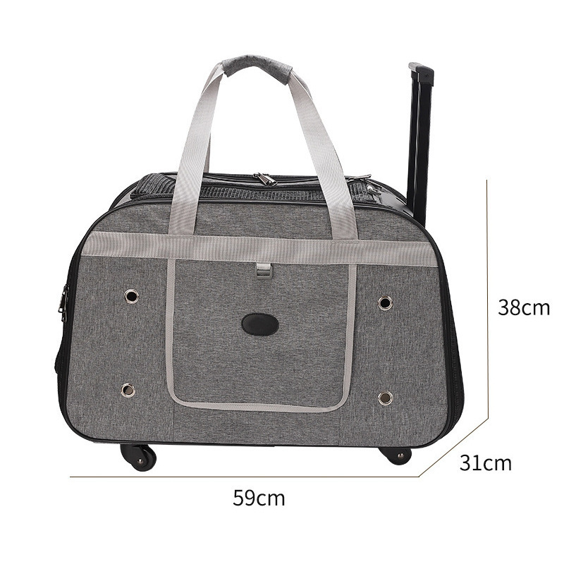 OEM Wholesale Detachable Large Size Airline Approved Breathable Portable Cat Travel Trolley Pet Dog Carrier on Wheels