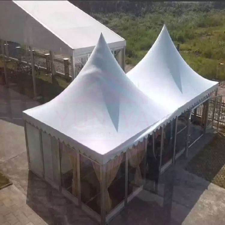 3*3m 4*4m 5*5m 6*6m High Quality White  Peak Pagoda Marquee Tent With Tempered Glass Wall