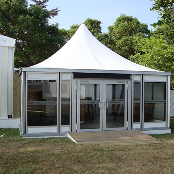 3*3m 4*4m 5*5m 6*6m High Quality White  Peak Pagoda Marquee Tent With Tempered Glass Wall