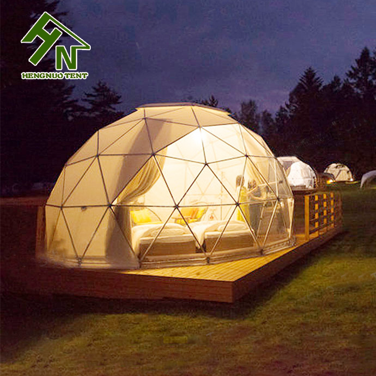 Transparent Bay Window Igloo 6M Glamping Geodesic Dome Tent House With Glass Door