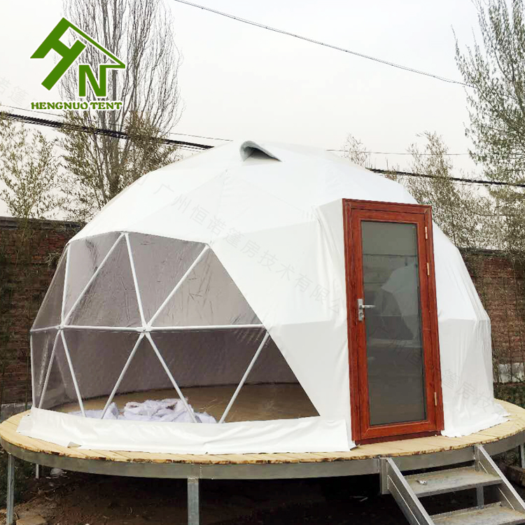 Transparent Bay Window Igloo 6M Glamping Geodesic Dome Tent House With Glass Door