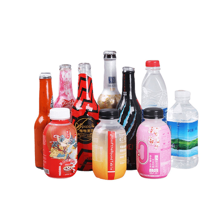 Custom Logo Printing Heat Shrink Sleeves Rolls PET PVC Film Plastic Wrap Shrink Sleeve Label for Juice Bottle Beverage