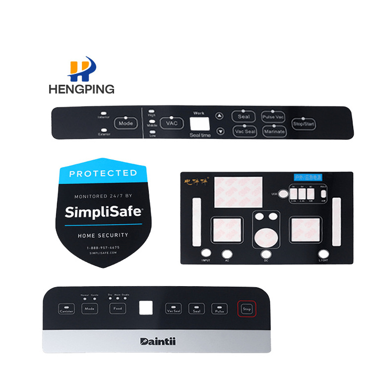 Graphic Overlay Manufacturer Custom Silkscreen Print PC/PET/PVC/PMMA Keyboard Membrane Front Panel Graphic Overlay with Adhesive