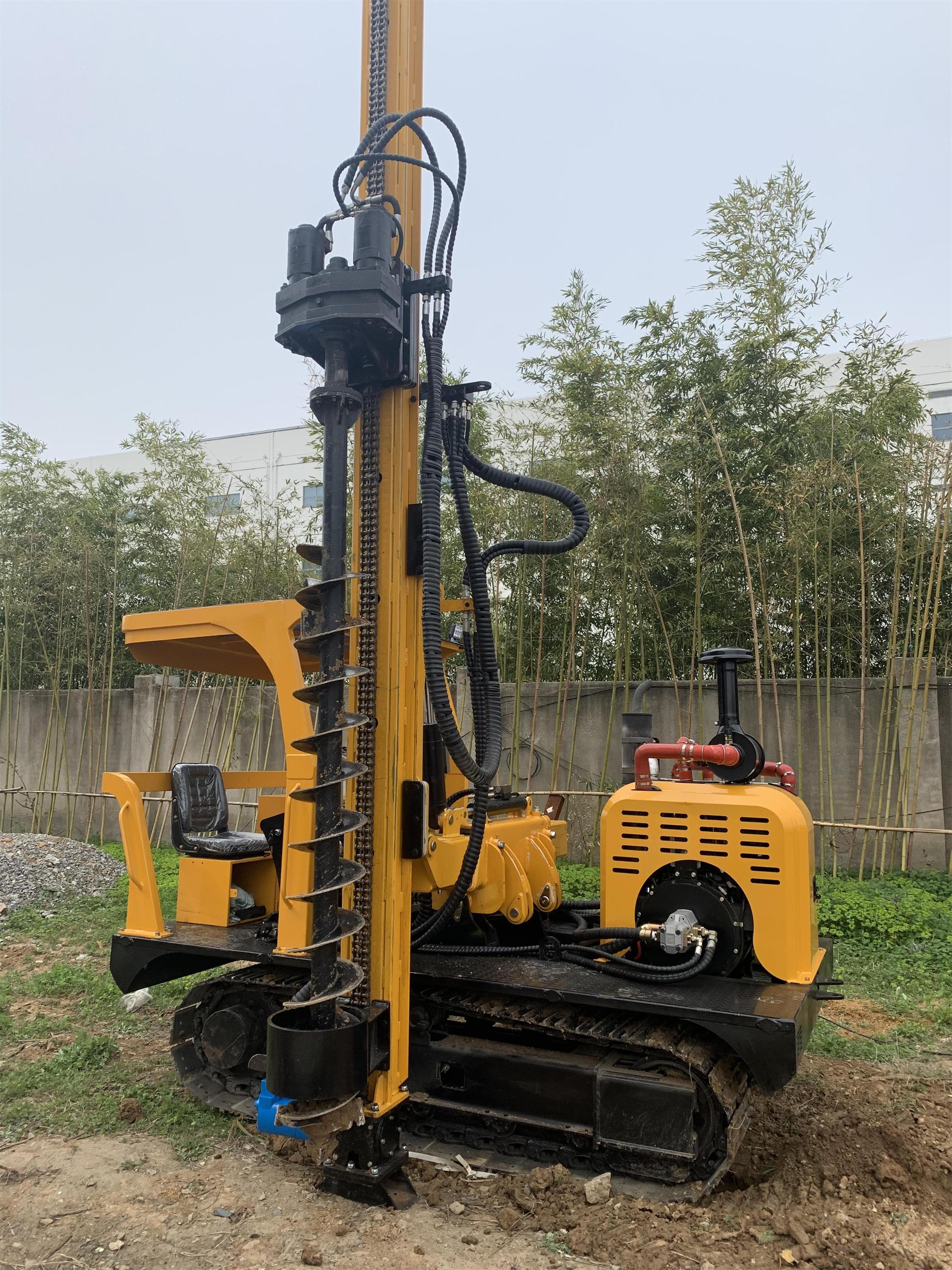 With 120mm diameter helical pile for ground screw installation for solar project, Hengxing HXR5 solar tracked pile driver rammer