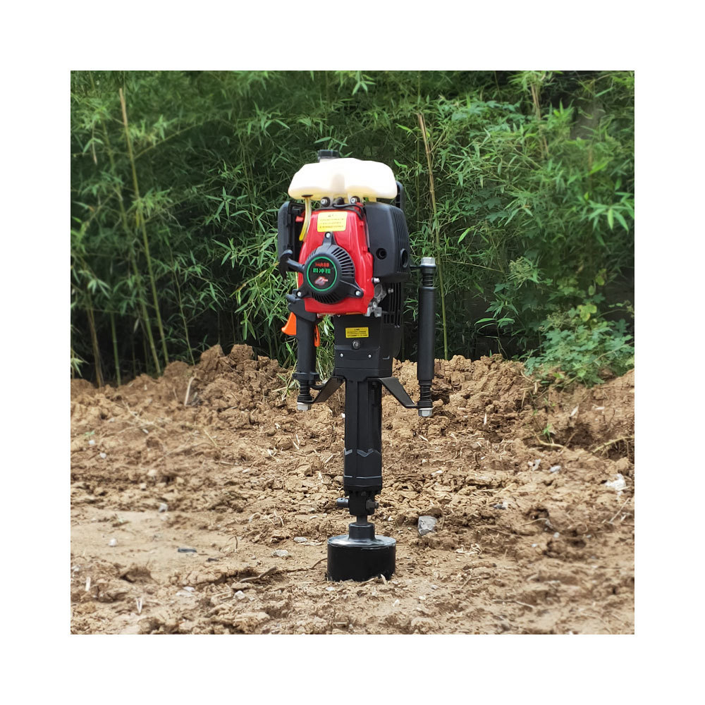 Portable 4-Stroke Gas Powered Pile Driver Low Noise and Hand post driver Vibration Petrol Post Driver  for drilling